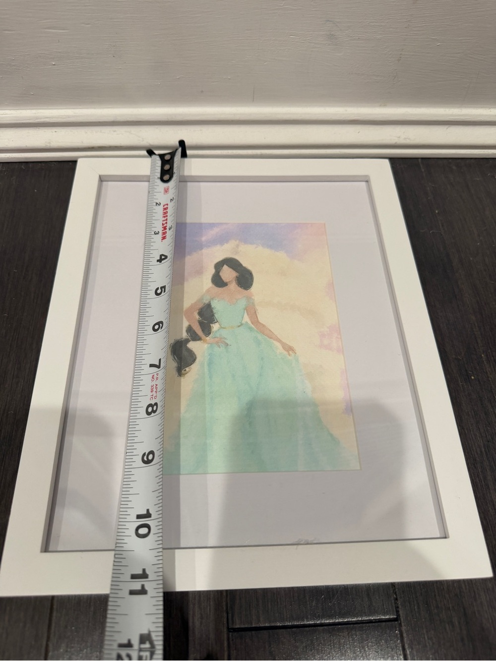 NWOT CUSTOM MADE Disney Princess Jasmine Watercolor Portrait Frame 11” x 9” - Picture 5 of 6